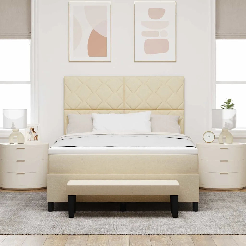Letto a molle con materasso Crema 160 x 200 cm Tessuto