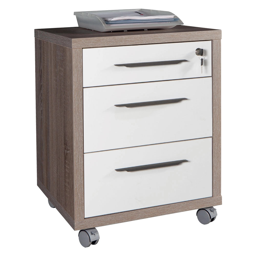 1pz cassettiera ufficio cassetti linea 'chania' cm49 45 h.63 rovere/bianco cod:ferx.7950100nlm