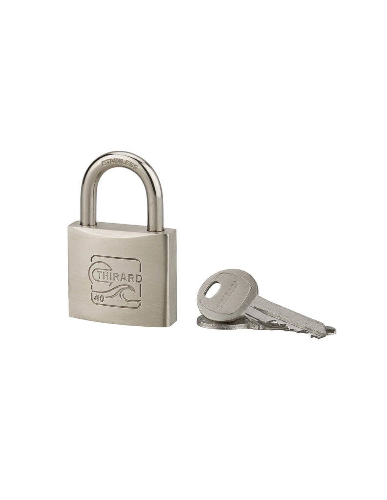 Lucchetto nautico Skipper, acciaio inox, marino, arco in acciaio inox, 40 mm, 2 chiavi - THIRARD