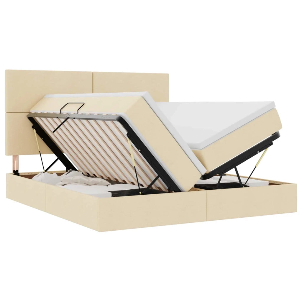 Letto con Contenitore Crema 200 x 200 cm Pelle Sintetica 3372195