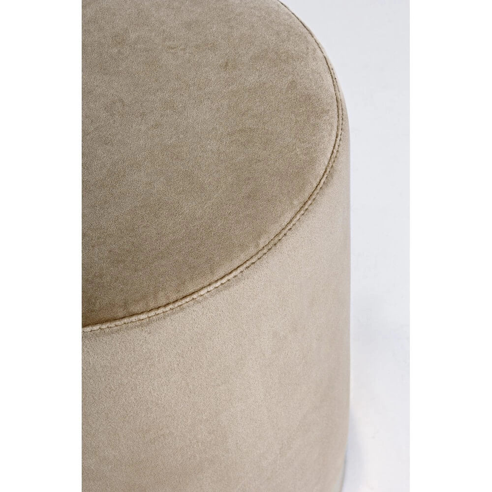 Pouf Rotondo in Velluto con Base in Acciaio Dorato - CLARK