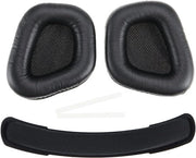 Orecchini con cinturino - Senza fili - Pelle proteica - Sostituzione - Nero - Compatibili con cuffie wireless - Corsair Void/Void Pro/RGB Elite.