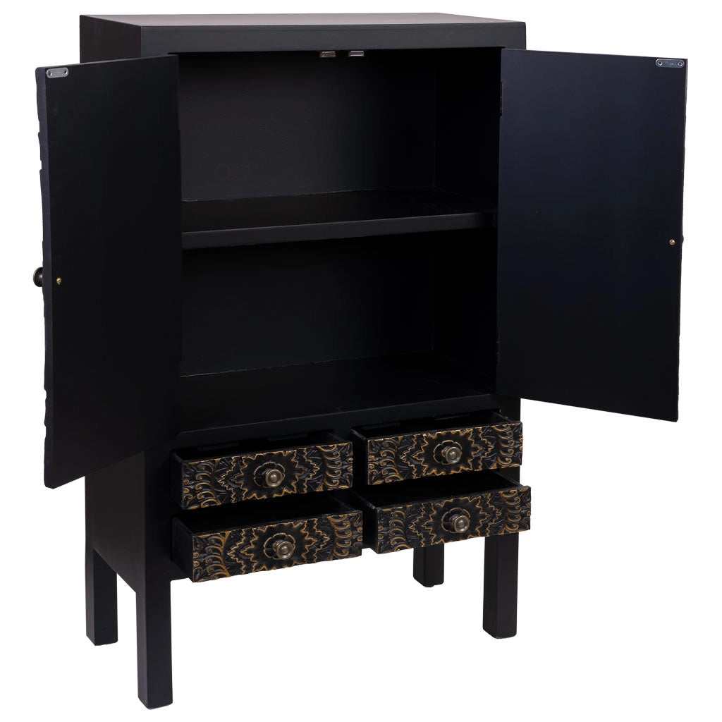 Armadio in legno con 4 cassetti e 2 porta 63x26x100