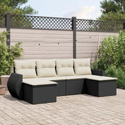 Set Divano da Giardino 6 pz con Cuscini Nero in Polyrattan 3254053