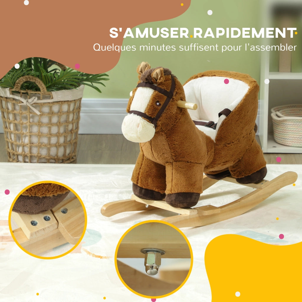 Cavallo a Dondolo per Bambini ¨C zephmum ¨C Base Legno con Sicurezza e Sonoro
