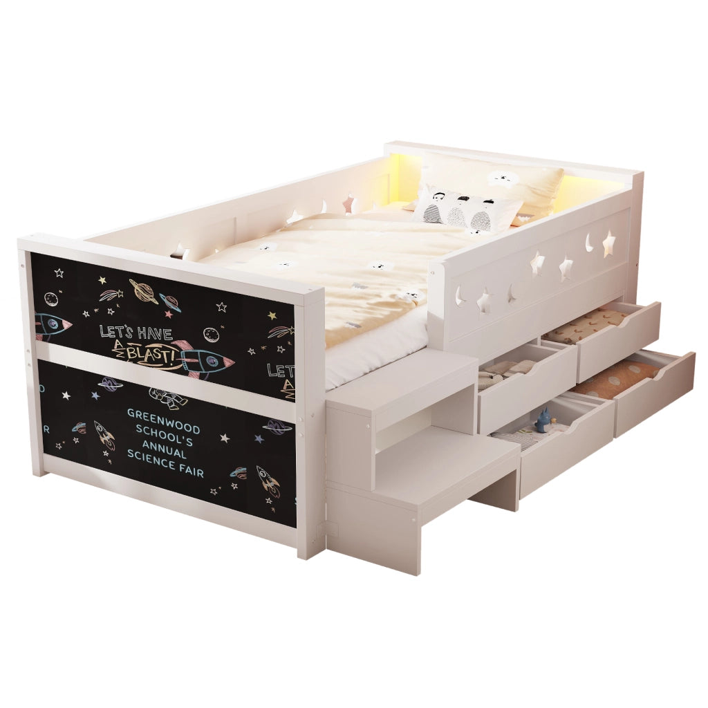 letto per bambini legno bianco 90 x 200 cm