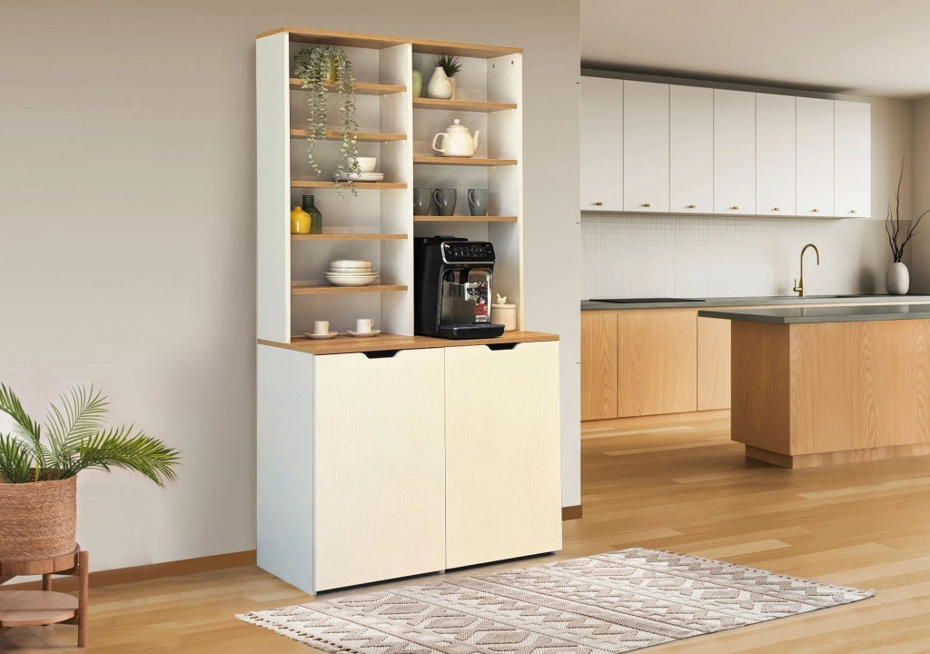 Portacaffè in legno "Flexa" - 100 x 45 x 190 cm - Crema