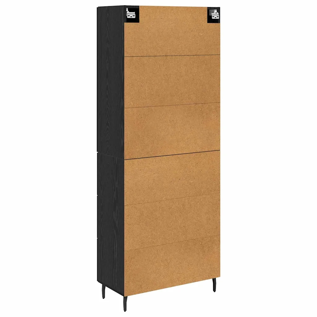 Credenza con Cassetto-Buffet-Armadio da cucina Rovere nero 69,5 x 34 x 180 cm 639587