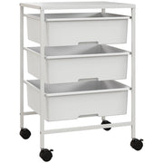 Carrello con 3 Cestini, Mobile Multiuso con Ruote ¨C zephmum ¨C Bianco, 40.8x33.5x60.5 cm