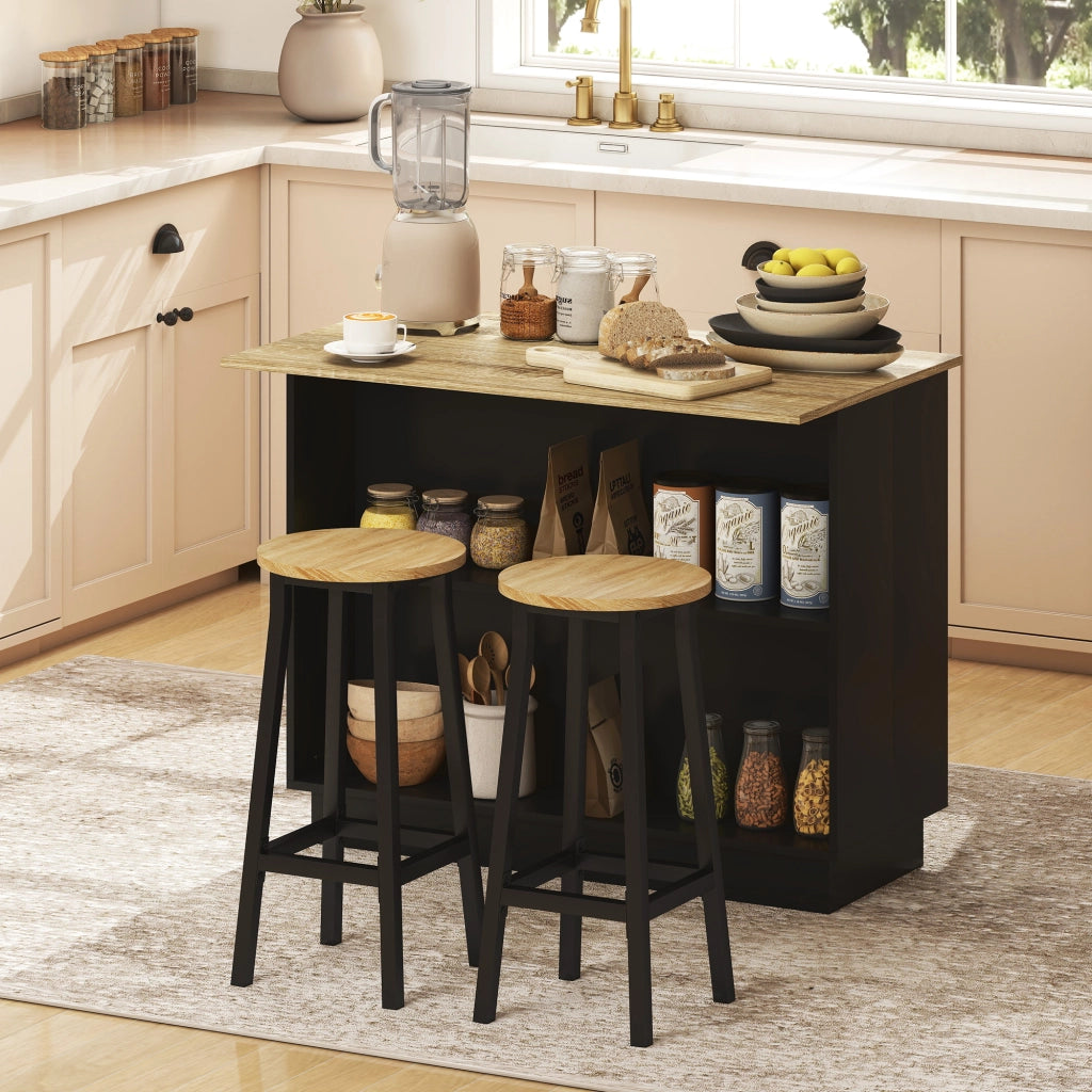 Carrello da cucina con piano di lavoro ¨C Xylo ¨C effetto legno nero 105x60 cm