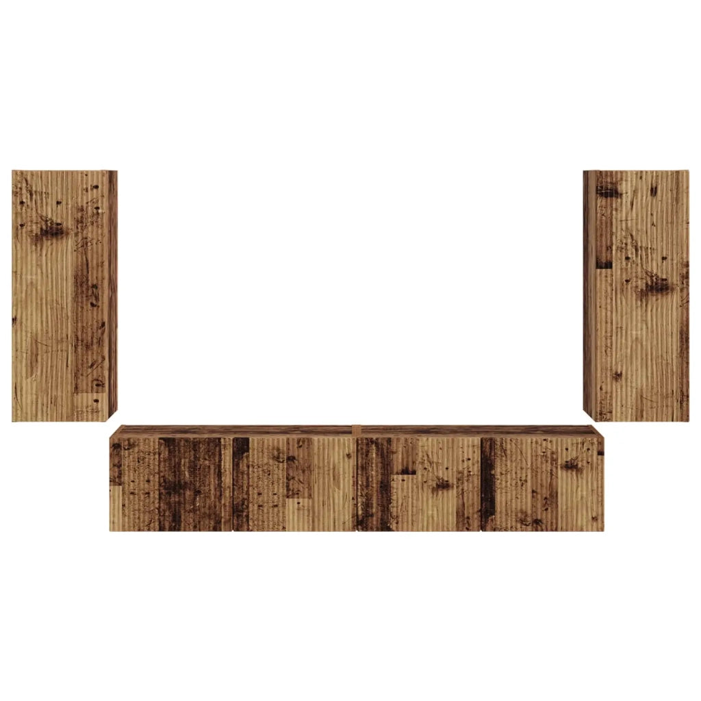 Set di Mobiletto da TV a Parete 4 pz-Credenza per TV sospesa Legno vecchio 218073
