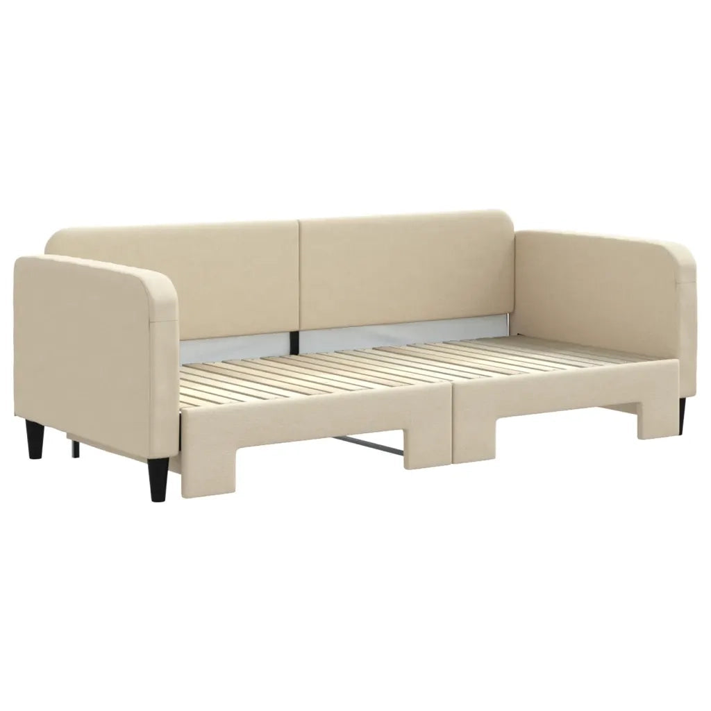 Divano Letto con Letto Estraibile-Sofa Letto-Daybed Crema 90x200 cm in Tessuto 181436