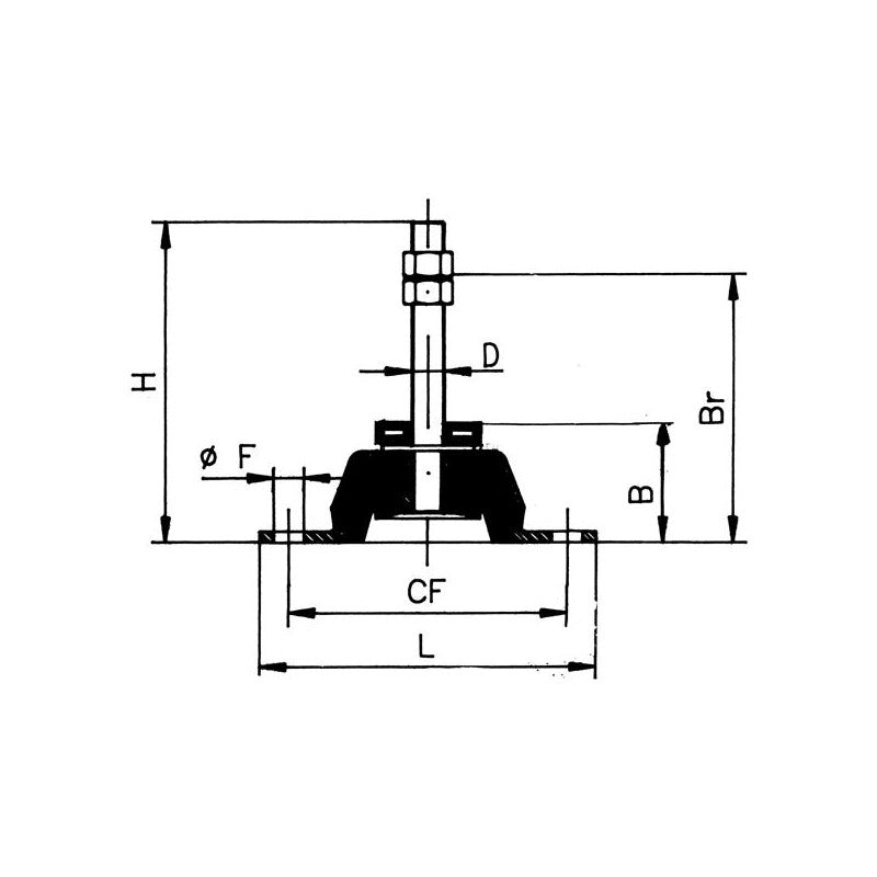 SUPPORTO ELASTICO MM.100x105 ANTIVIBRATION SUPPORT