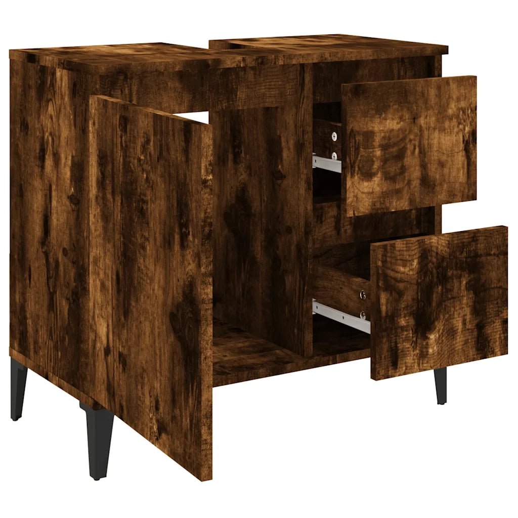 Armadietto Bagno | Armadio da bagno Rovere Fumo 65x33x60 cm in Legno Multistrato