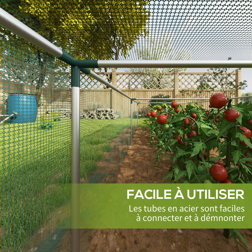 Serra da giardino per pomodori con porta zippata e rete protezione HDPE ¨C Xylo ¨C 125x373x62,5 cm
