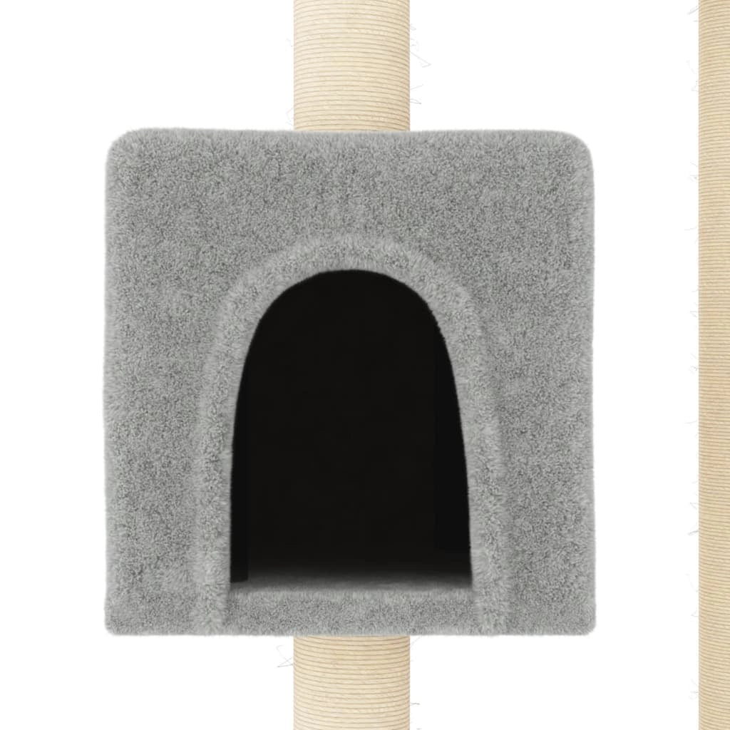 Tiragraffi per gatti torre per arrampicata giocattolo piattaforma per arrampicata con tiragraffi in sisal leggero 104 cm grigio 02_0022542