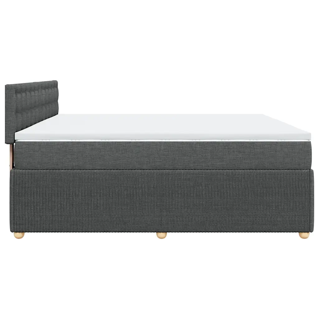 Giroletto a Molle con Materasso Grigio Scuro 200x200 cm Tessuto