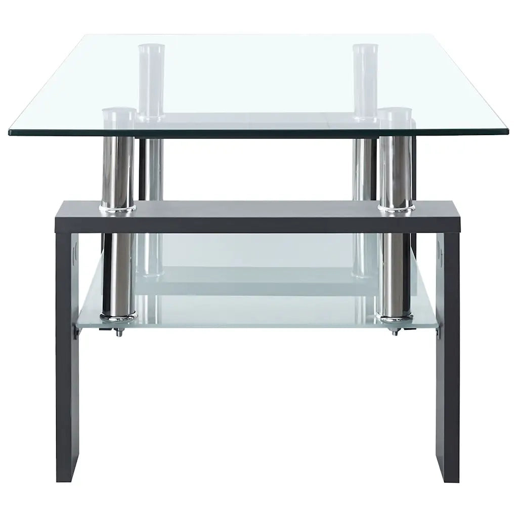 Tavolino Grigio e Trasparente 95x55x40 cm Vetro Temperato 330305