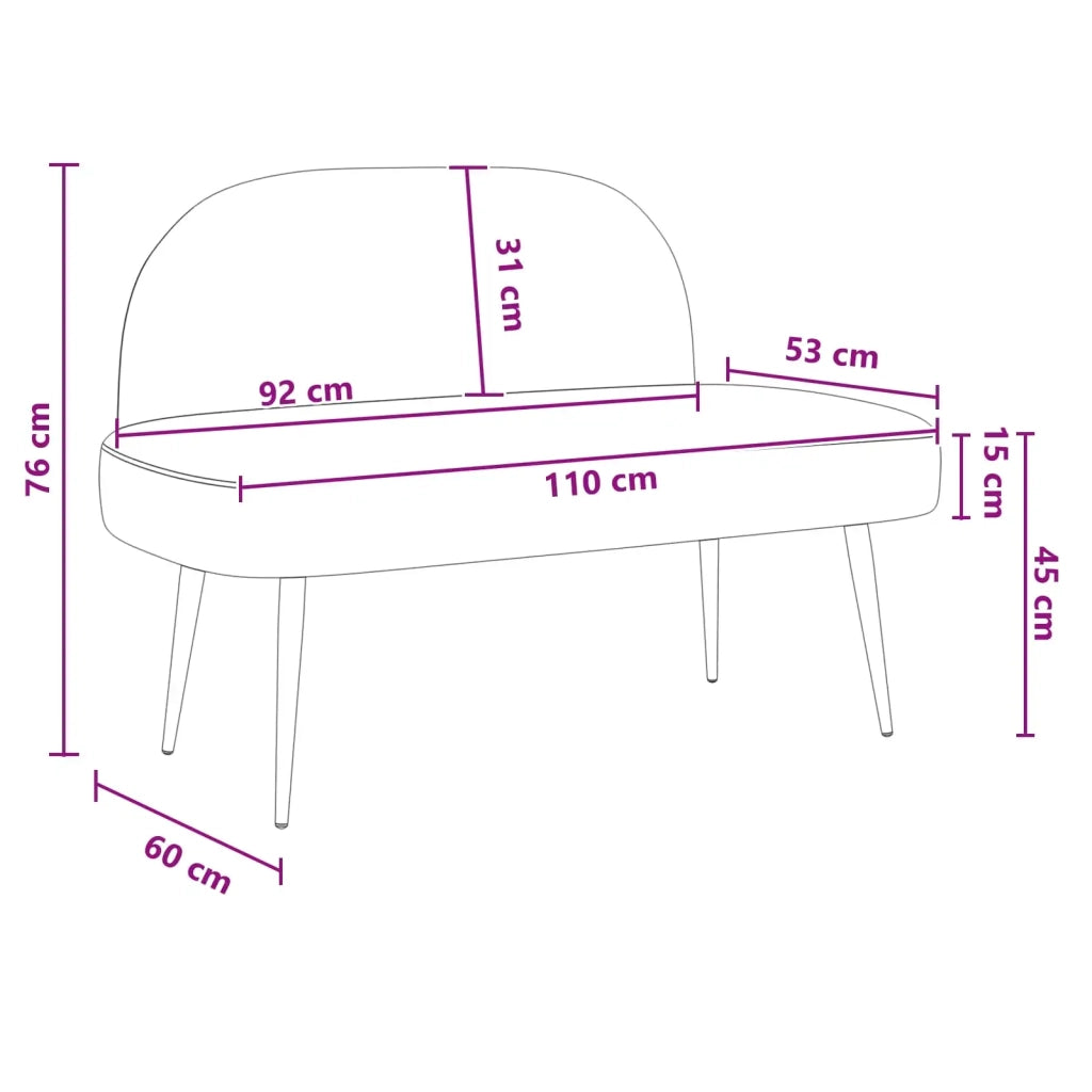 Panchina imbottita con schienale Grigio scuro 110 x 60 x 76 cm 42040777
