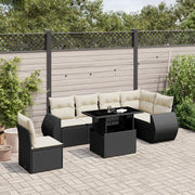 Set Divani da Giardino con Cuscini 7pz Nero Polyrattan 3268566