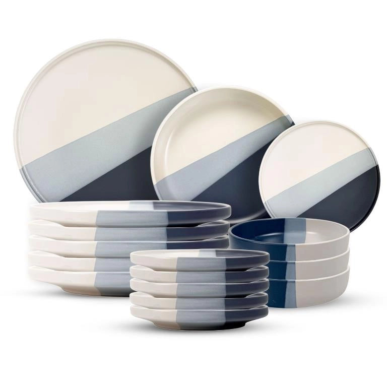 Servizio di Piatti da Tavola in Ceramica Skandik Mood Grey 18 Pezzi