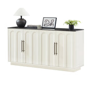 Madia con 4 ante e ripiani con chiusura ammortizzata e fissaggio a parete per soggiorno; in MDF; bianco e nero; 160×40×80 cm
