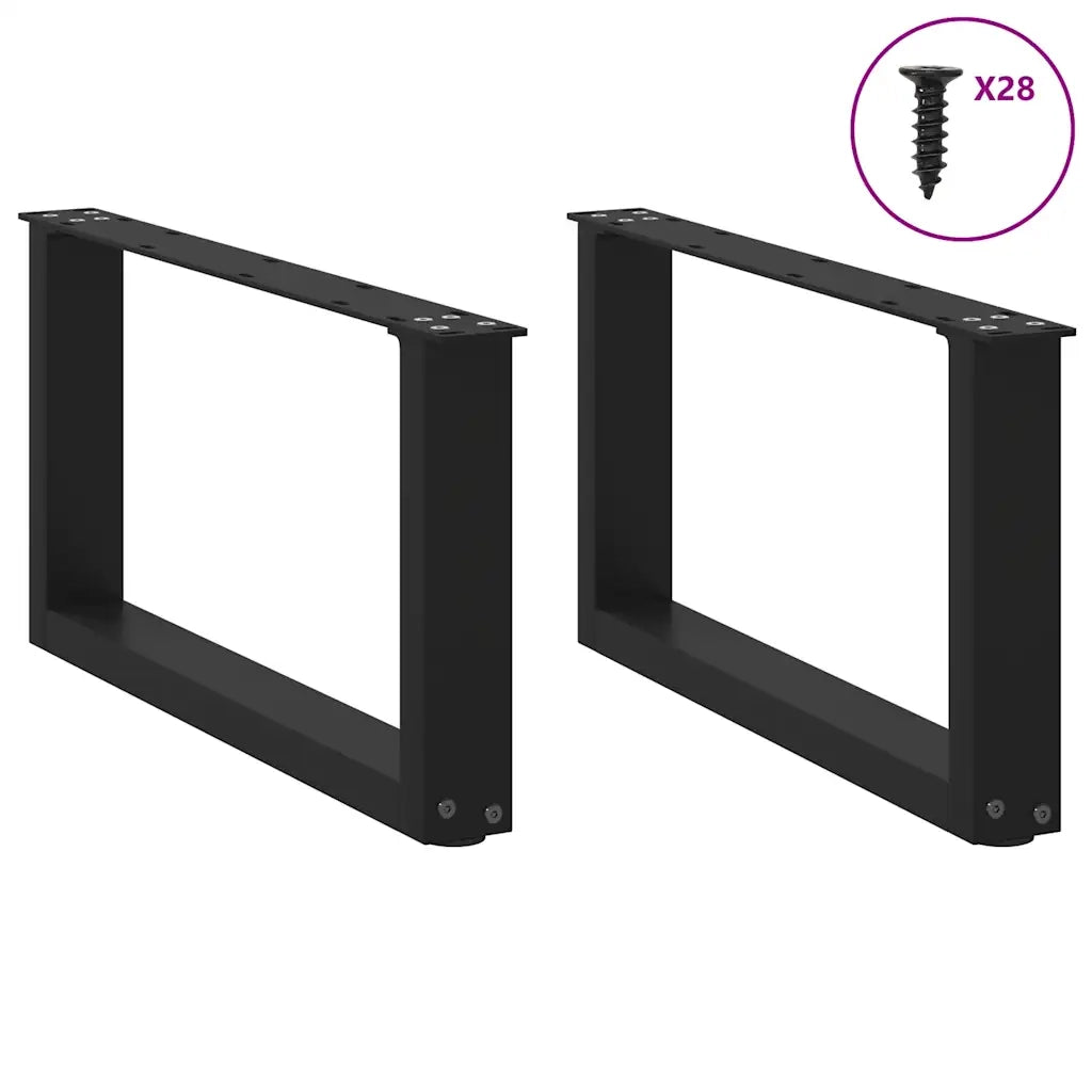 Gambe per Tavolino da Caff¨¨ a Forma di U 2 pz-Set di 2 Gamba per Tavolo Nere 70x(30-31) cm Acciaio 634971