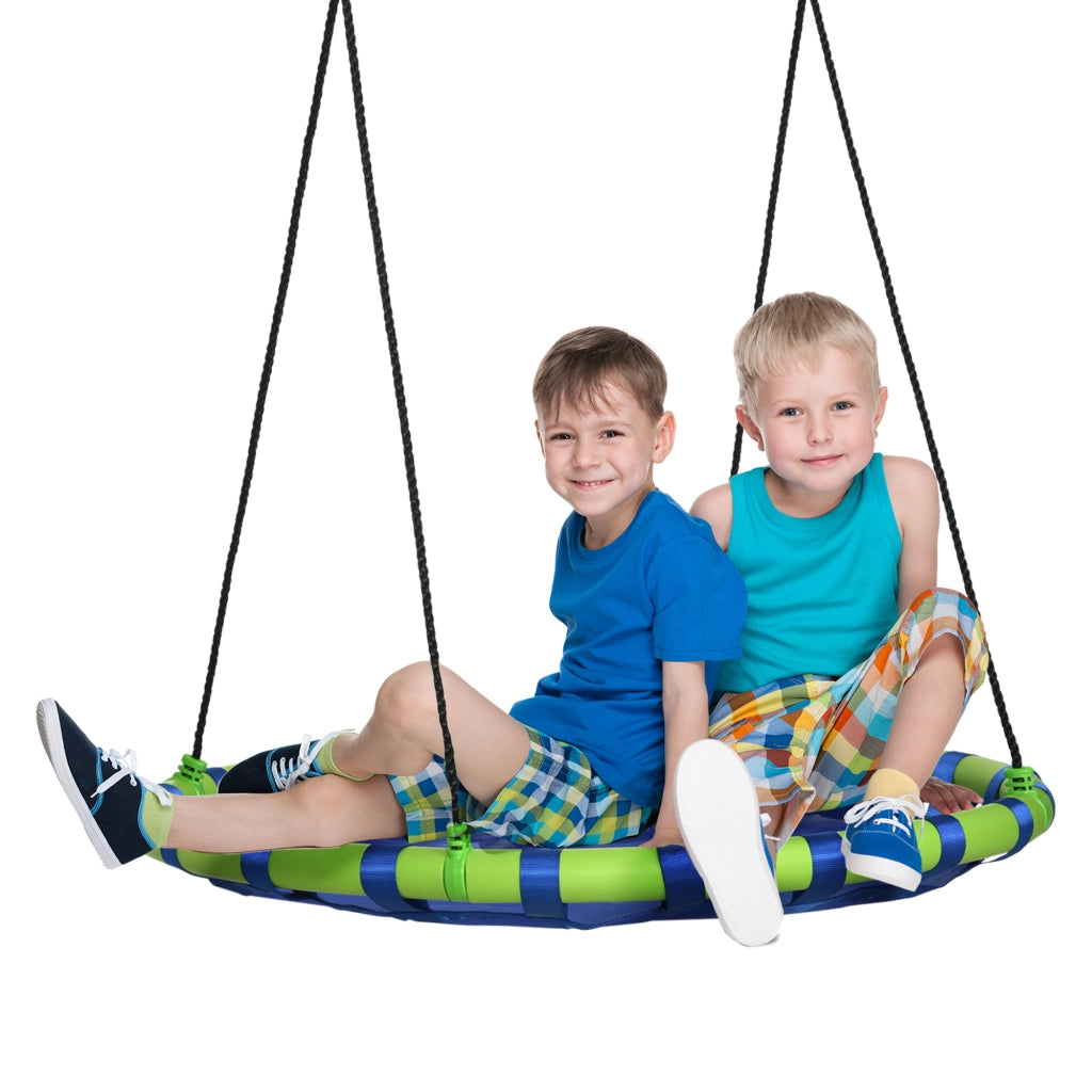 Altalena Nido per Bambini con Altezza Regolabile ¨C zephmum ¨C Blu e Verde ?100x120-180 cm