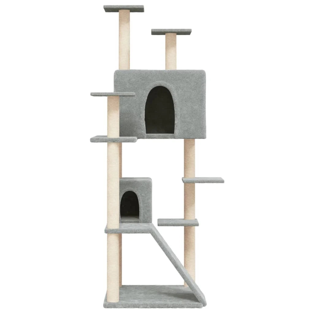 Tiragraffi per gatti torre per arrampicata giocattolo piattaforma per arrampicata con tiragraffi in sisal leggero 153 cm grigio 02_0022575
