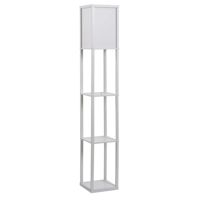 Lampada da terra con mensole, in legno, 26 x 26 x 160 cm, per soggiorno/camera da letto (lampadina non inclusa)