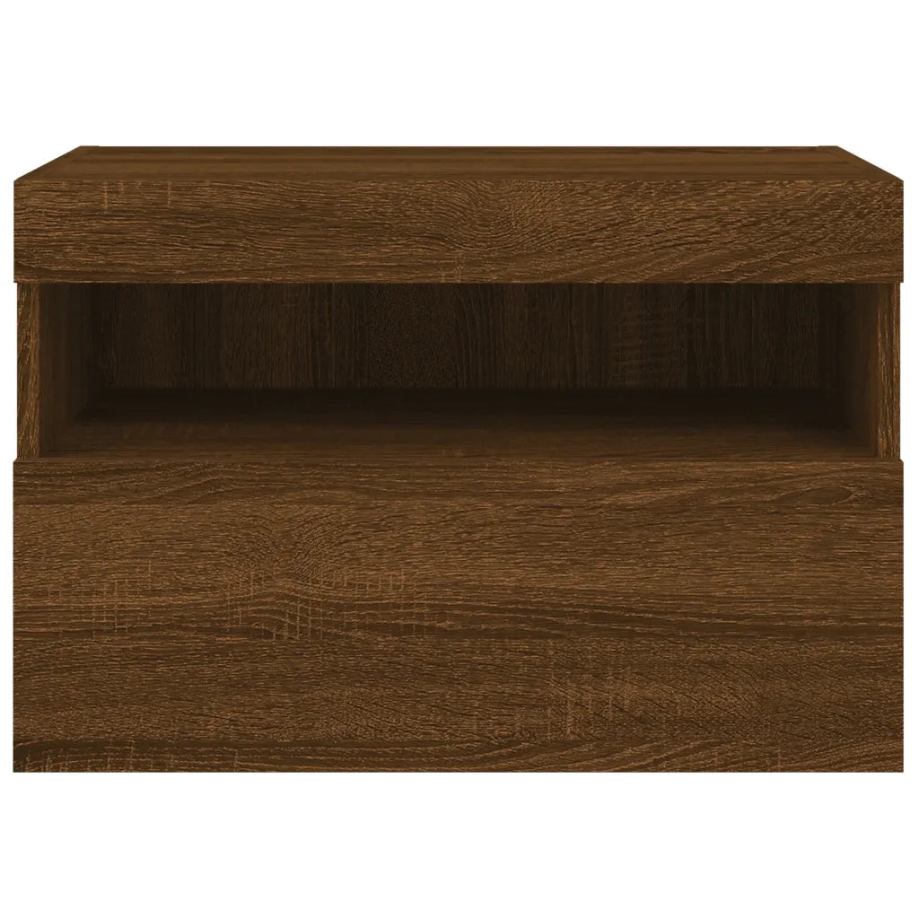 Mobile TV a Parete con Luci LED Rovere Marrone 60x30x40 cm 837195