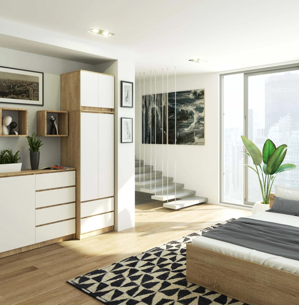 Sopralzo per armadio AKORD S60 Sonoma Quercia 60 cm 2 ante inserto frontale Bianco 60x51x55 cm