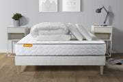 Pacchetto letto completo - Materasso 200x200cm + Box spring con doghe (kit) + 2 cuscini + Piumino - Memo
