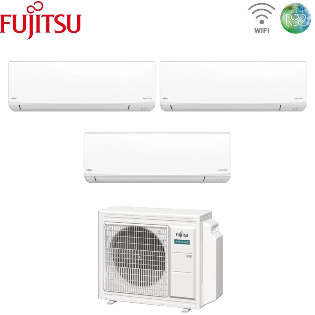 Condizionatore Trial Split Fujitsu KJ White 7+12+12 con AOEG24KBCA3 R-32 Wi-Fi Integrato
