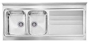 Lavello ROSSANA appoggio 135X60 2 vasche sinistre+ gocciolatoio ACCIAIO INOX 031138.S1.01.2009