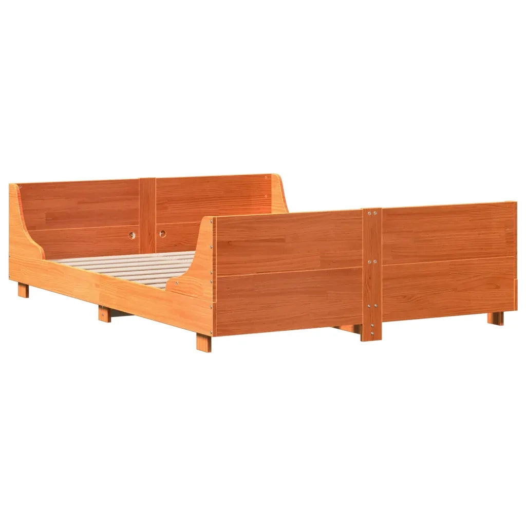 Giroletto senza Materasso-Struttura Letto Marrone Cera 140x200cm Massello Pino 306212