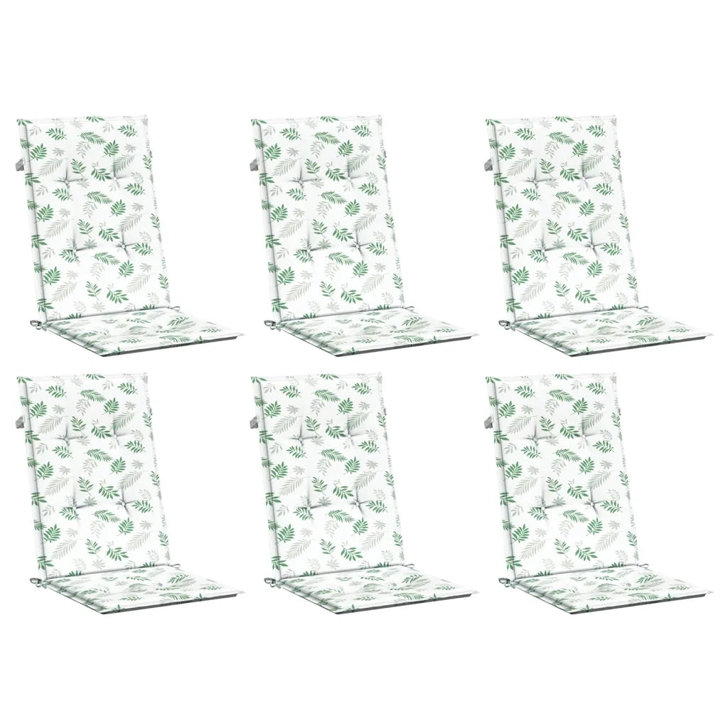 Cuscini per Sedia Schienale Alto 6 pz Motivo Foglie in Tessuto 361264
