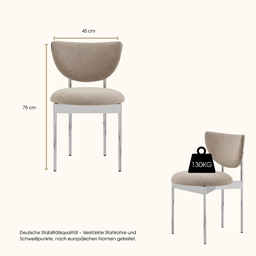 Sedia da pranzo Lunar - Xylo - 54x47x76 cm - Beige/Kaki - Struttura metallica nera senza braccioli