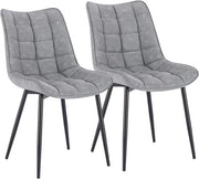Sedie da Cucina in Pelle PU - Set di 2 - Colorazione Grigio Chiaro - Sedie da Soggiorno con Braccioli