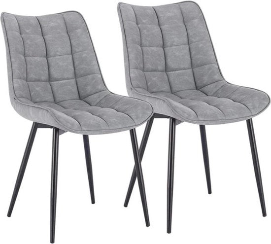 Sedie da Cucina in Pelle PU - Set di 2 - Colorazione Grigio Chiaro - Sedie da Soggiorno con Braccioli