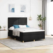Letto a Sorgente LED con materasso Nero 140 x 190 cm Tessuto