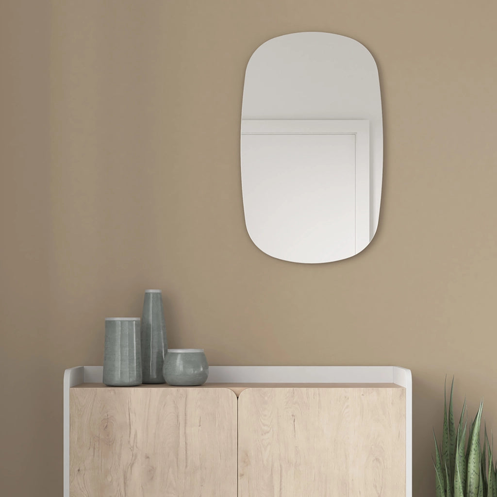 Specchio ovale Herdasa agglomerato bianco 65x40x2