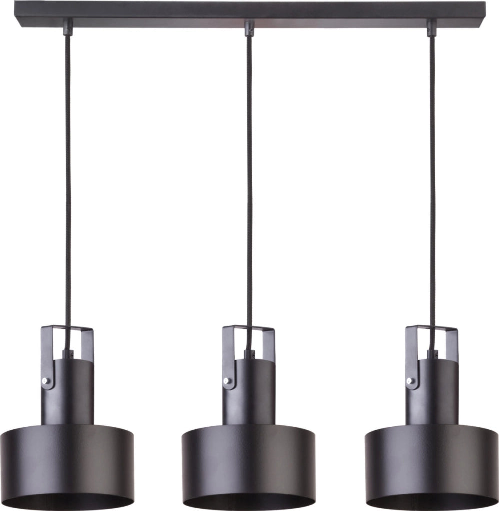 Lampada a sospensione Rif Plus nera 3 luci E27 Sigma