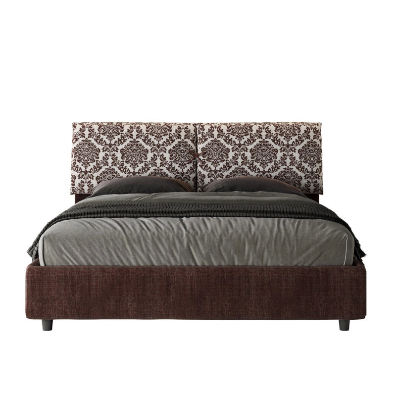Letto imbottito Matrimoniale 160x190 cm tessuto Agata Mados - Con rete,Bordeaux/Bordeaux