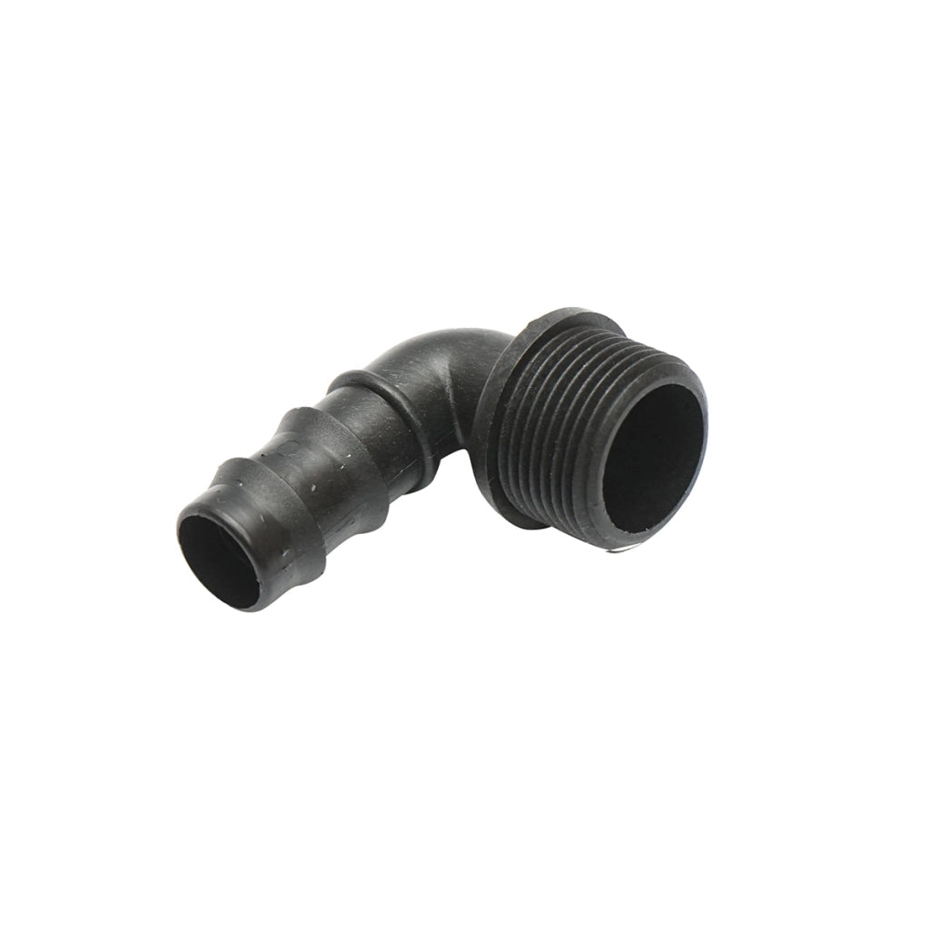 Gomito per tubo di gocciolamento con filettatura esterna D20mmx3/4 per sistemi di irrigazione