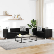 Set Divani a 3 e a 2 Posti in Similpelle Nero 272178