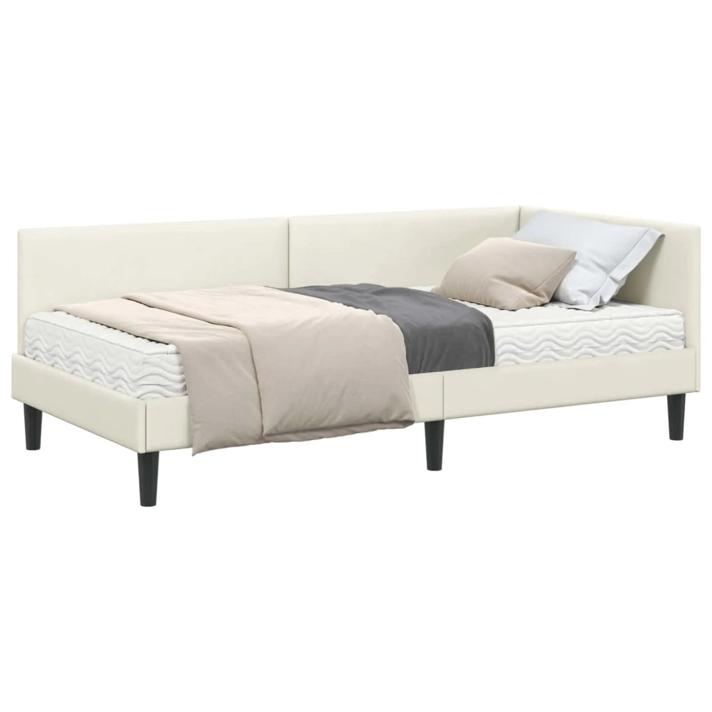 Struttura Letto Angolare con Materasso 2 pcs Crema Velluto 3393775