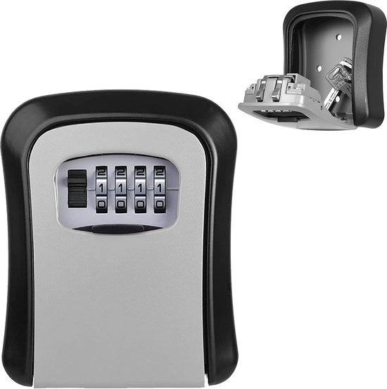 Safetta da parete, combinazione da esterno, combinazione acqua resistente e sicura, cassaforte da esterno per garage, scuola, anziani, ospiti, deposito - grigio