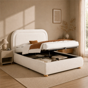 letto imbottito bouclé bianco 160 x 200 cm