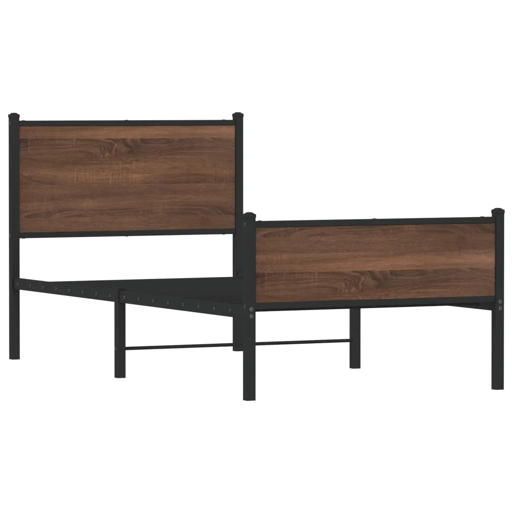 Giroletto senza Materasso-Struttura Letto in Metallo Rovere Marrone 80x200 cm 631791